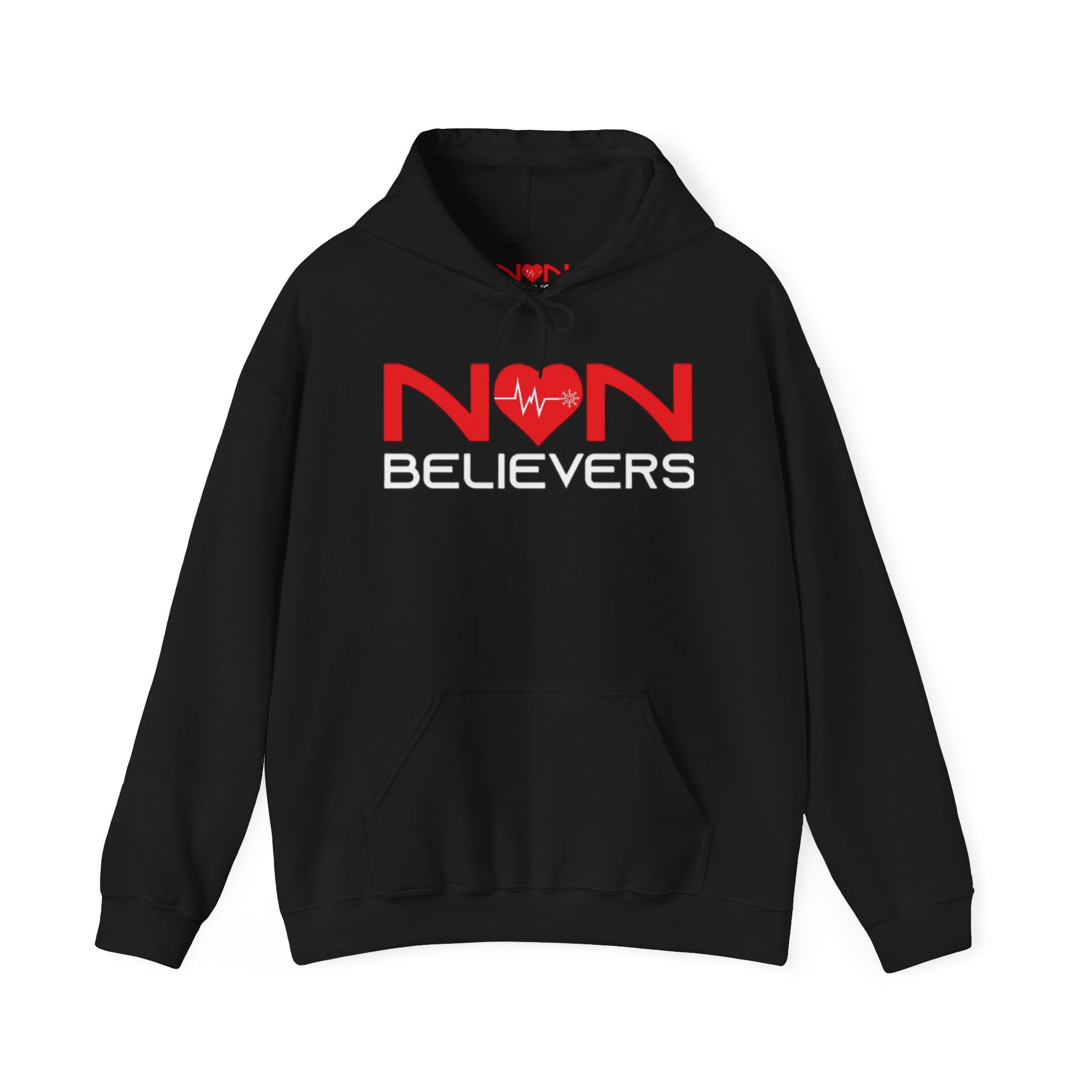 NonBelievers Hoodie – Bold Red Heartbeat Pullover