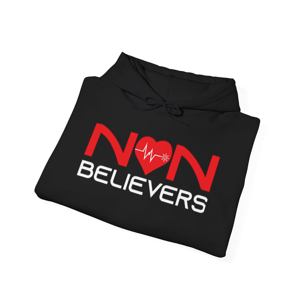 NonBelievers Hoodie – Bold Red Heartbeat Pullover