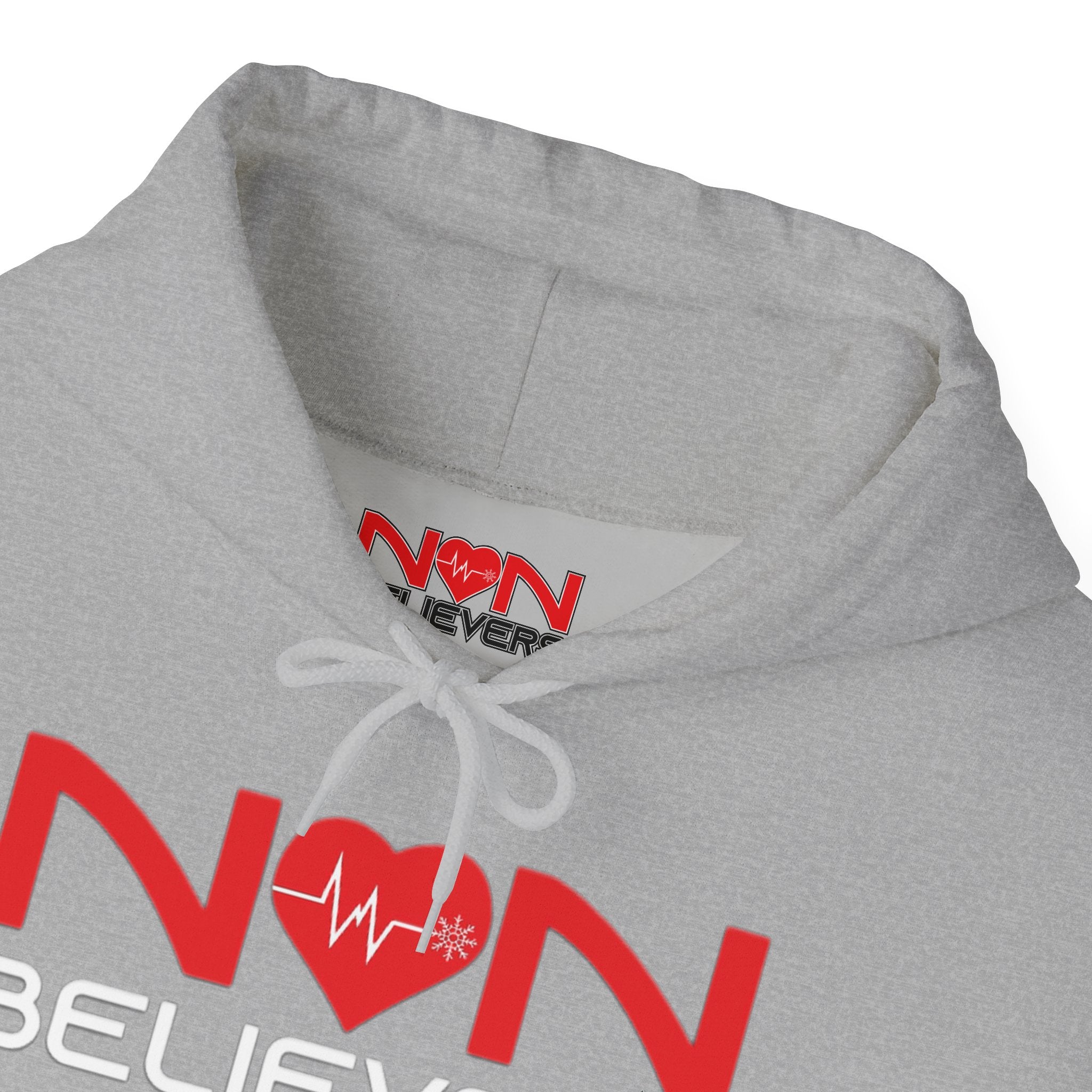 NonBelievers Hoodie – Bold Red Heartbeat Pullover