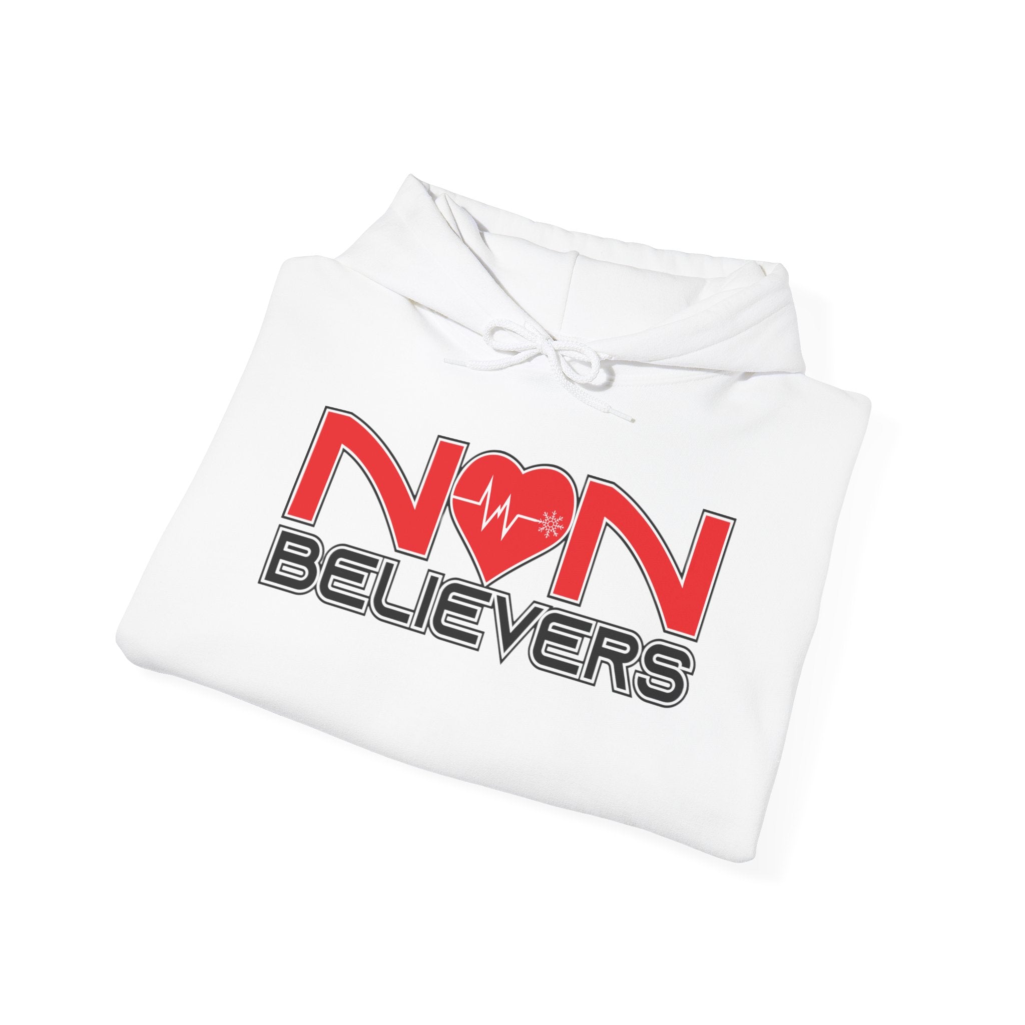 NonBelievers Hoodie – Bold Red Heartbeat Pullover