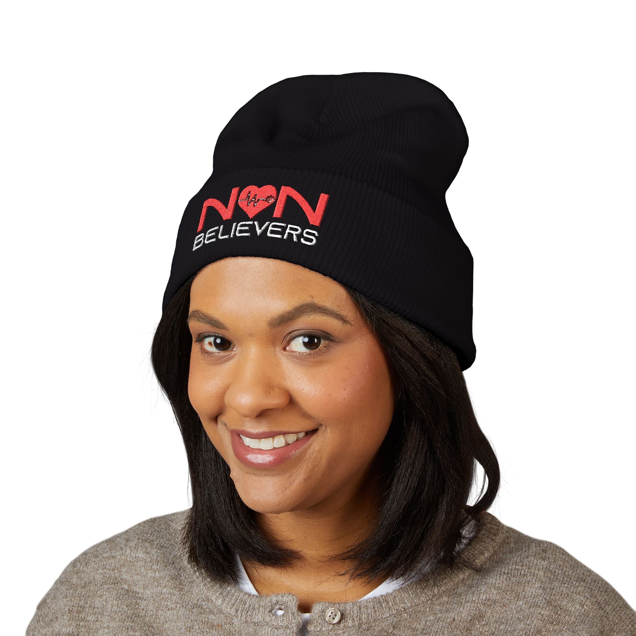 NonBelievers Embroidered Black Beanie